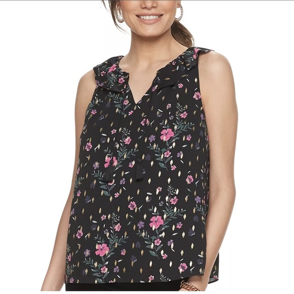 🌹JUICY COUTURE RUFFLE NECK TASSEL TANK - Picture 1 of 7